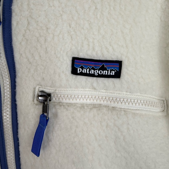 Patagonia Retro Pile Marsupial 1/2 Zip Fleece Pullover Natural/Cream/Blue Large - Picture 6 of 12
